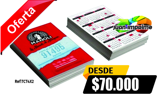 Juanimprime; diseño e impresion de tarjetas publicitarias con calendario